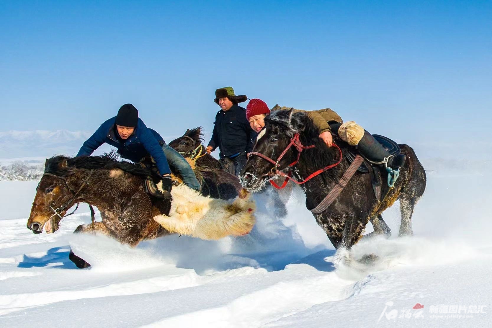 伊犁哈薩克自治州將冰雪休閑旅游與刁羊、賽馬等民俗活動相集合，打造民俗冰雪休閑游。秦杰攝